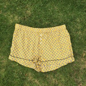 Aerie Yellow Patterned Silk Shorts
